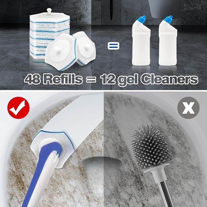 Touchless Disposable Toilet Cleaning Brush(48 Refills)